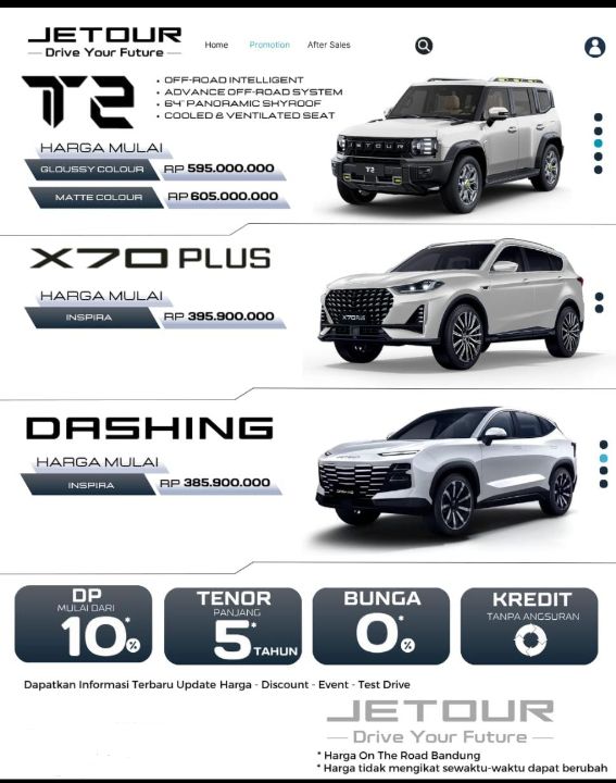 Promo Harga Kredit dan Cicilan Termurah Mobil Jetour
